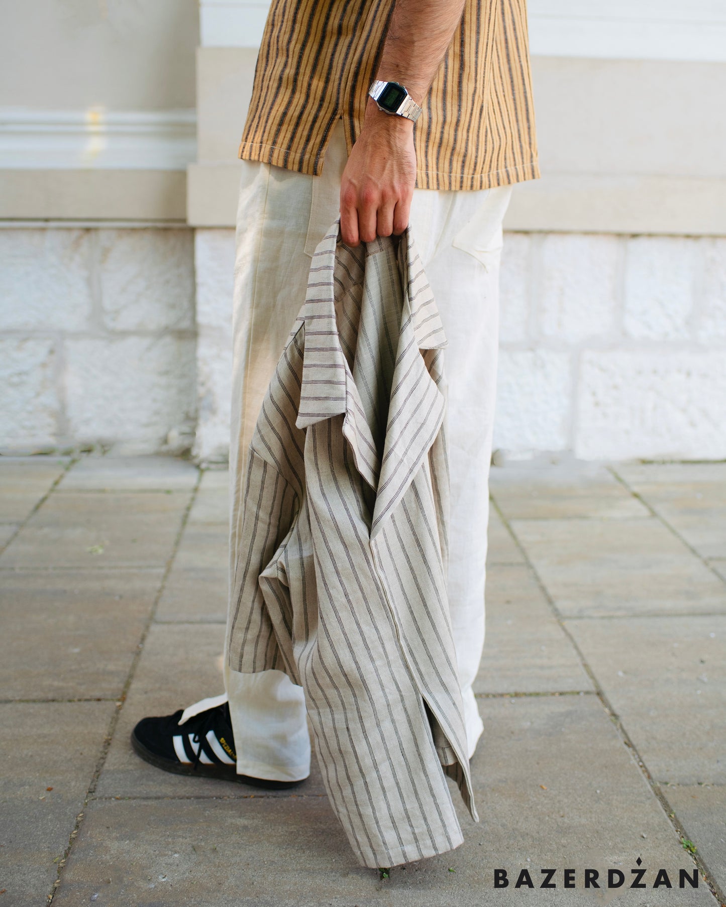 Linen Blouse "Butmir One" by Kemil Bekteši x Bazerdžan - stripes beige