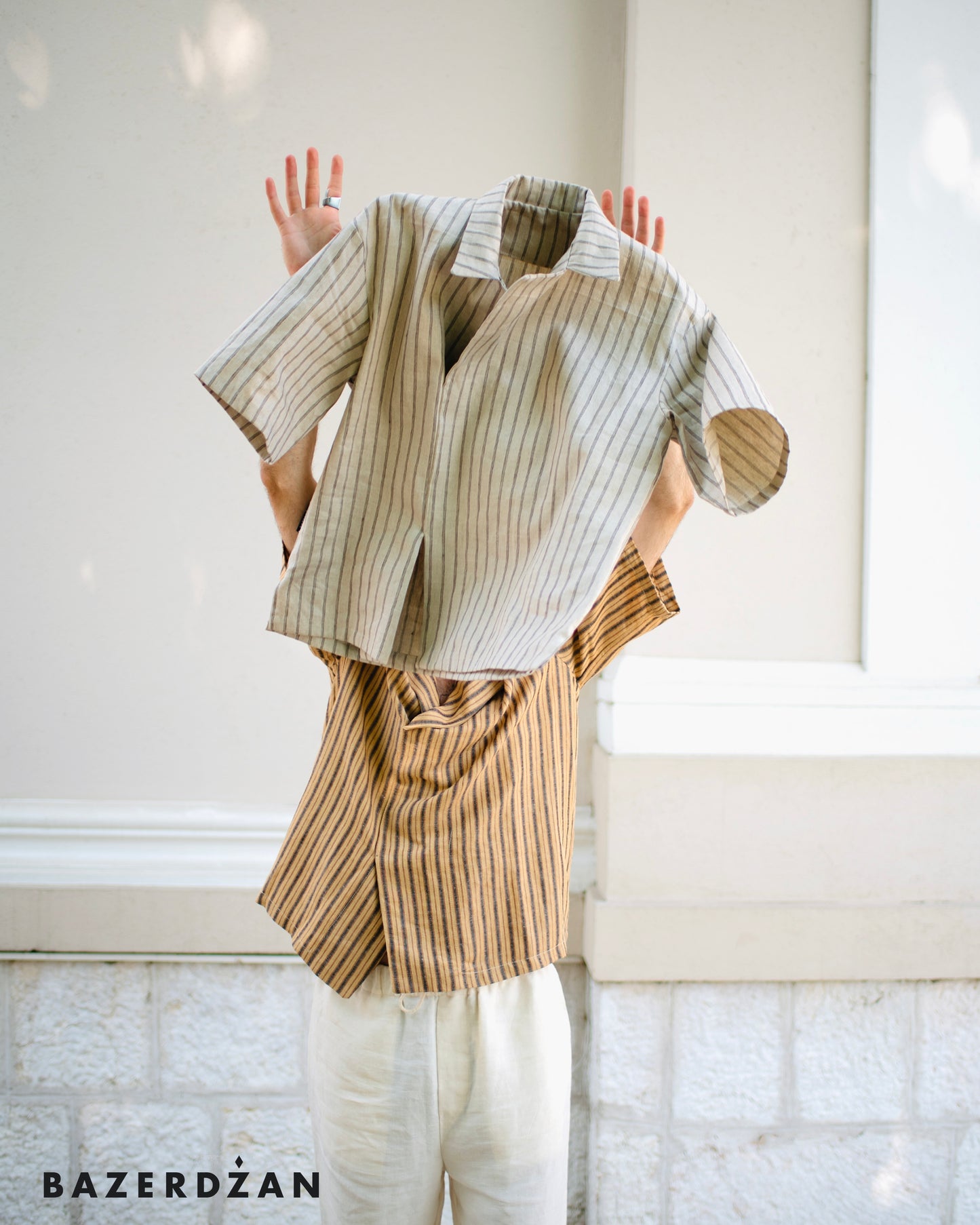 Linen Blouse "Butmir One" by Kemil Bekteši x Bazerdžan - stripes beige