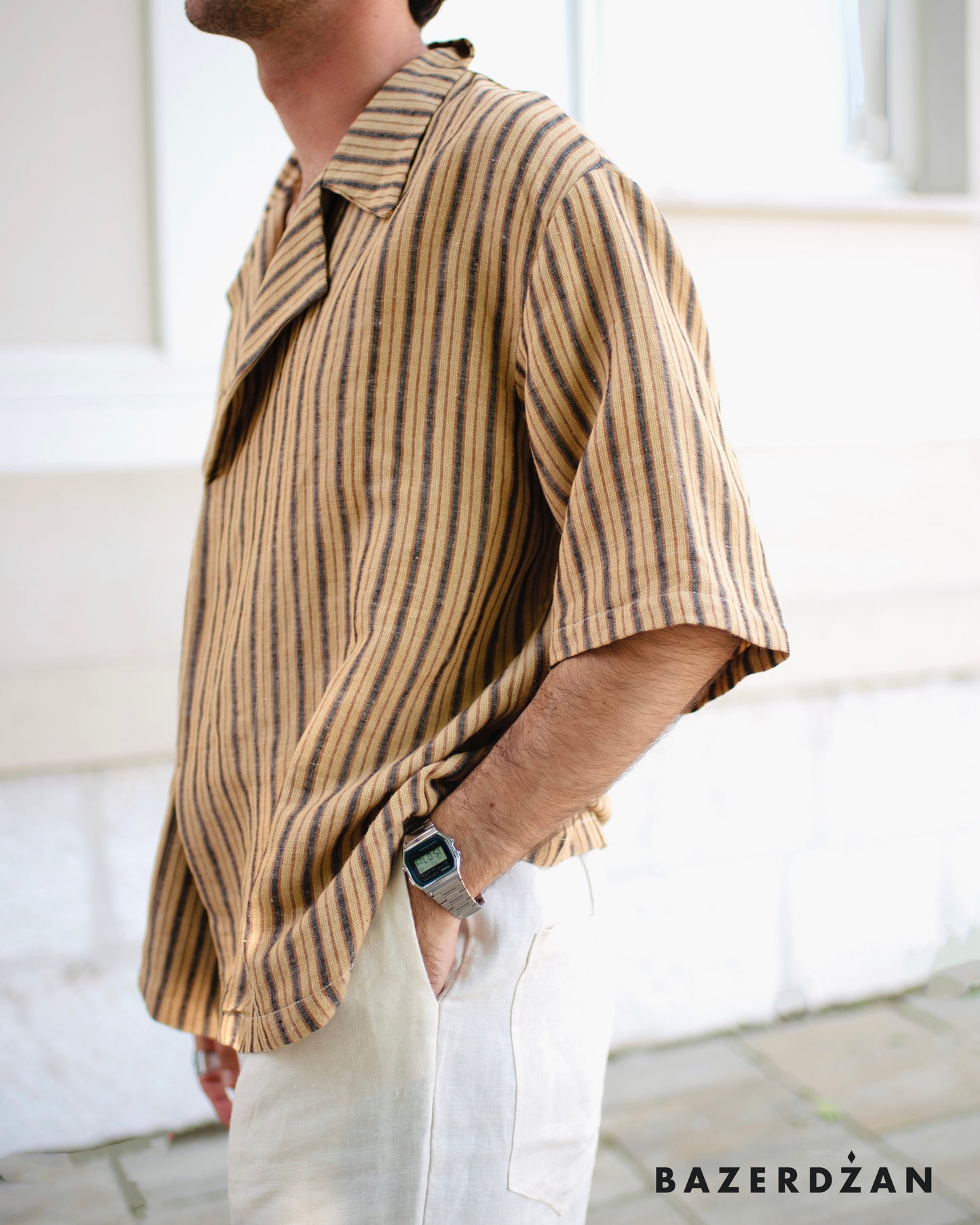 Linen Blouse "Butmir One" by Kemil Bekteši x Bazerdžan - stripes
