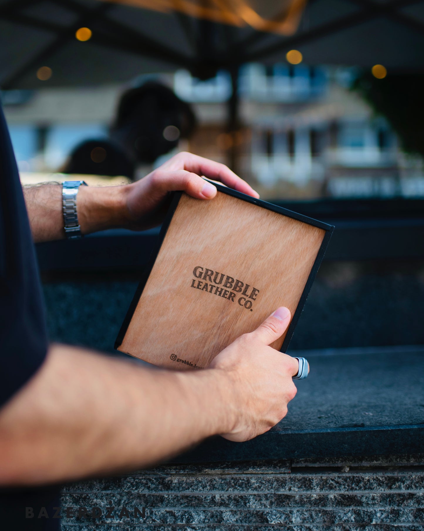 Handcrafted black leather wallet-by Grubble