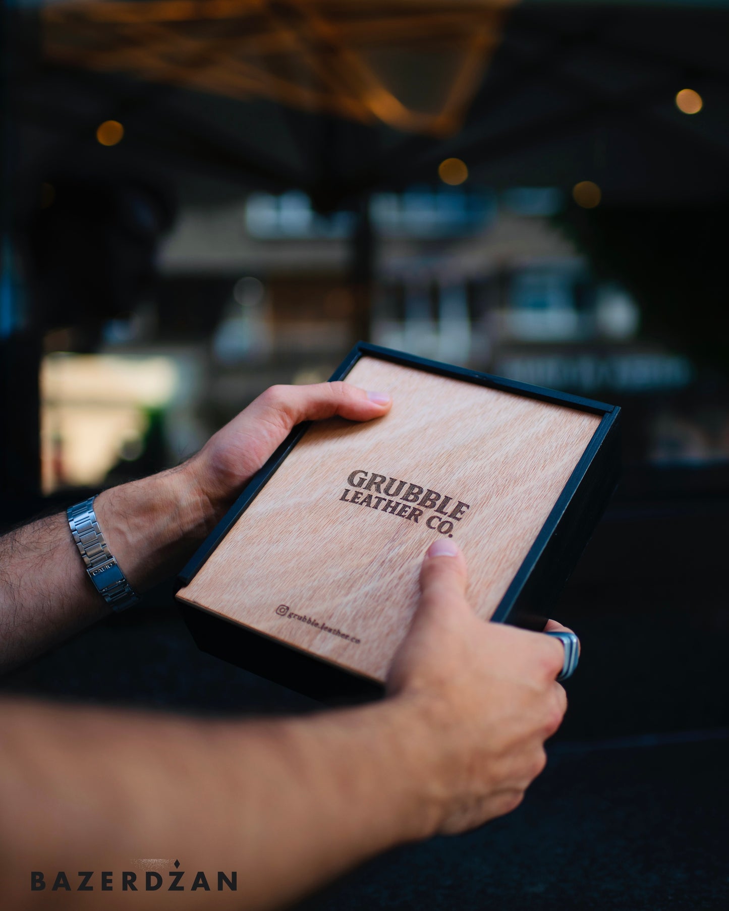 Handcrafted black leather wallet-by Grubble