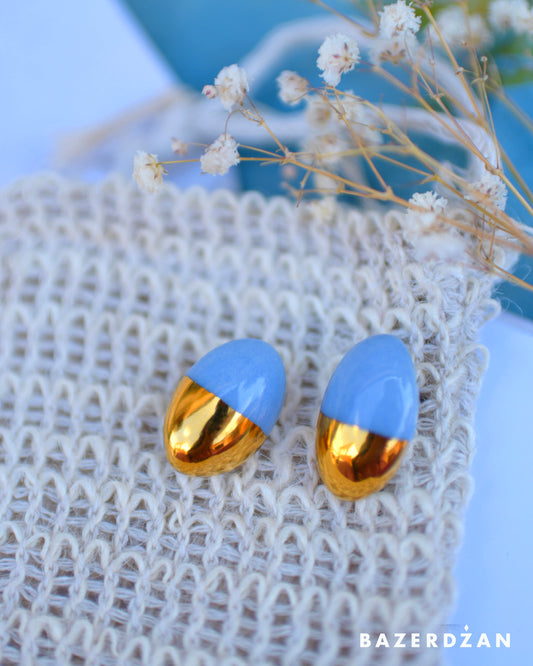 Blue porcelain drop earrings by Studio Tekne
