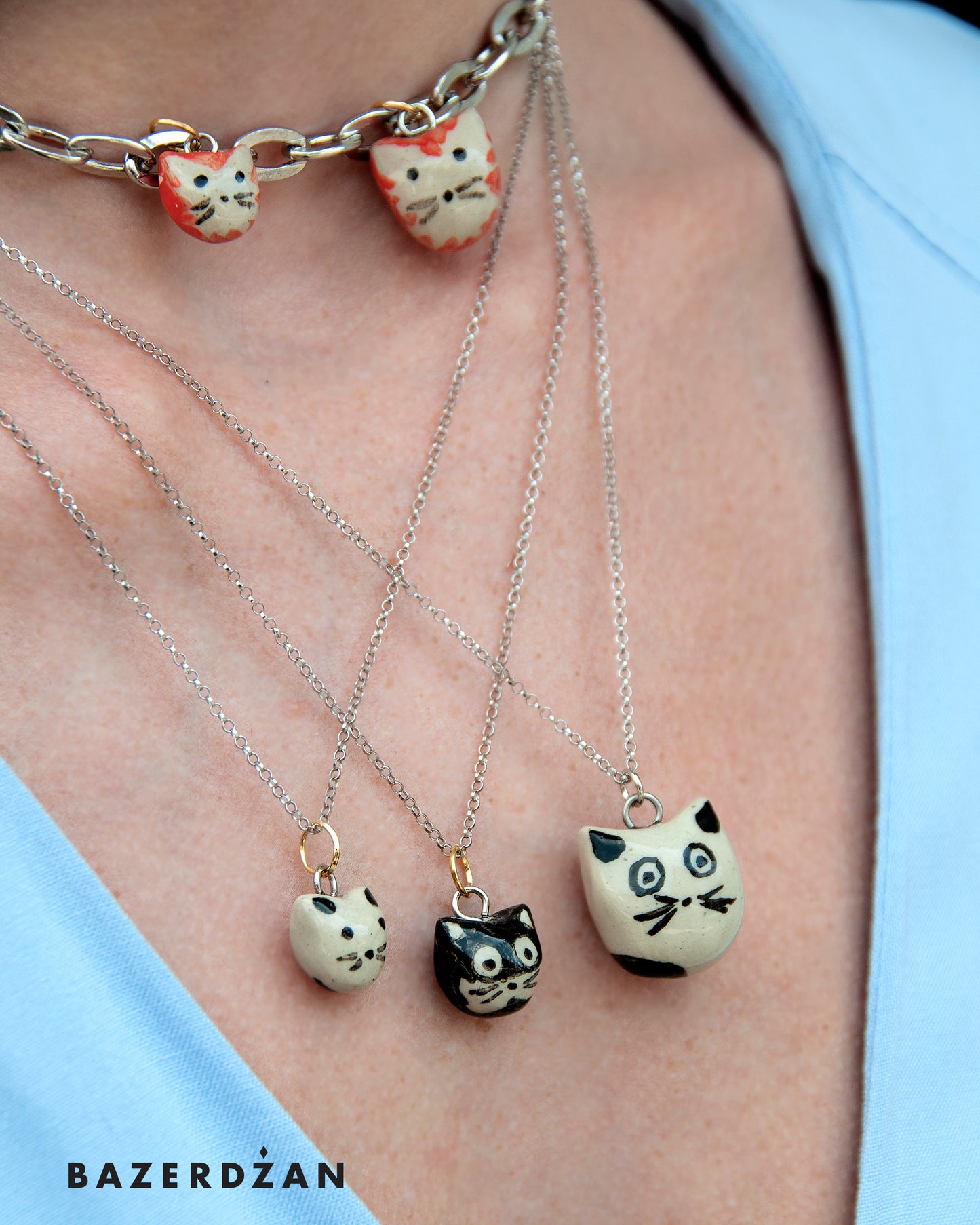 Handmade Ceramic Cat Necklace