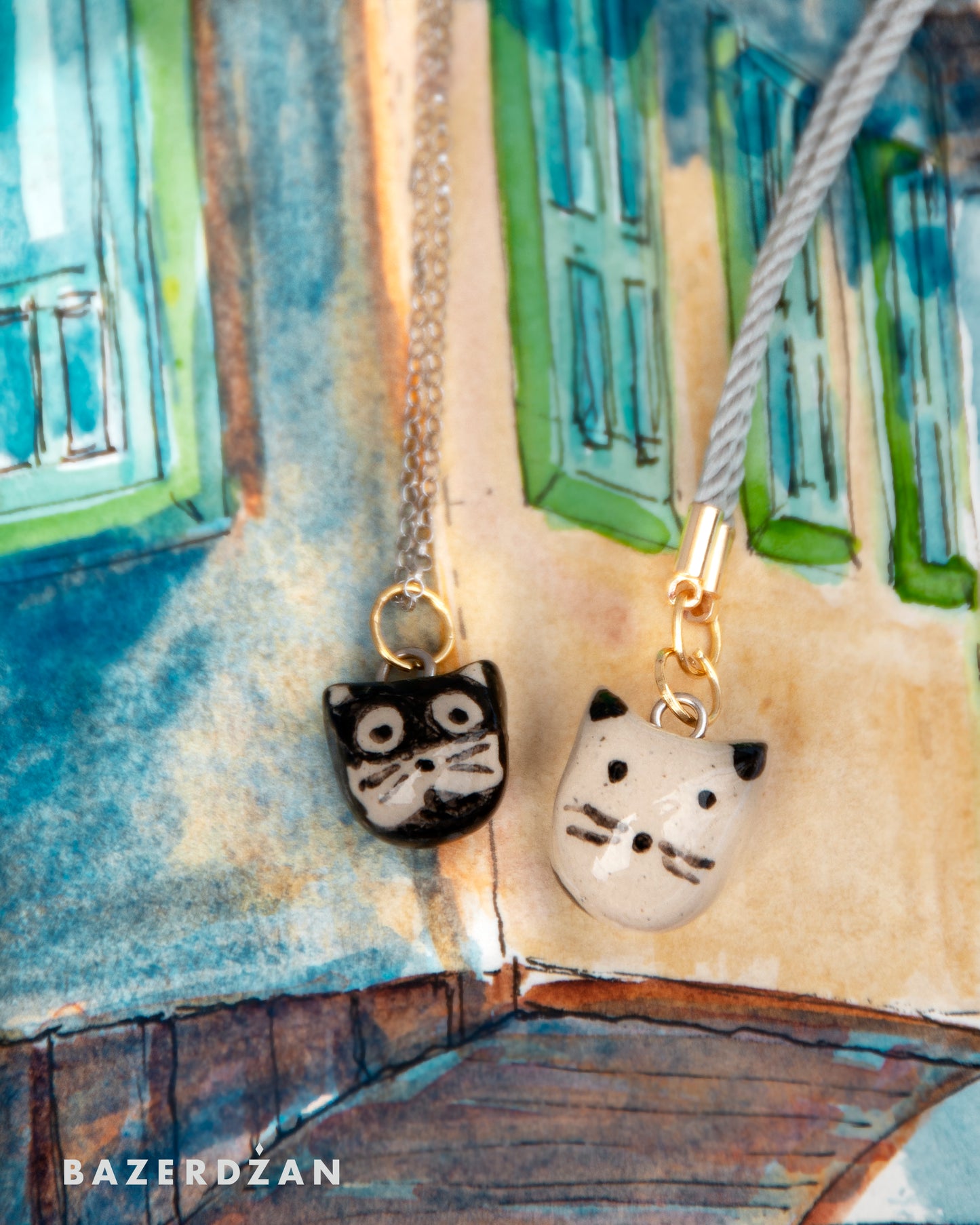 Handmade Ceramic Cat Necklace