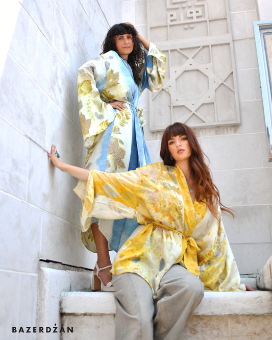 Naturally Dyed Silk Cardigan by Bazerdzan Wear x Keti Handmade - Bazerdzan