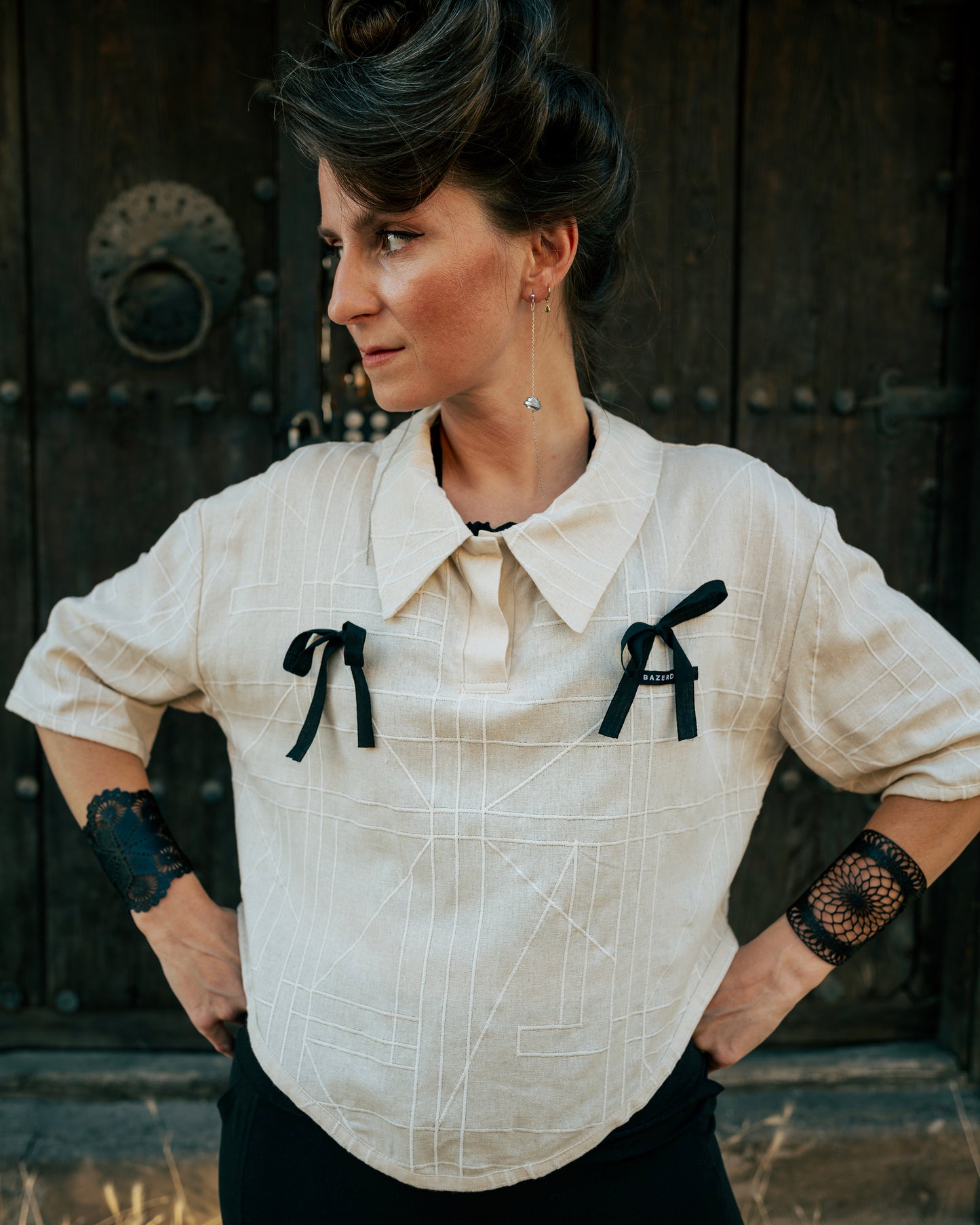 V Blouse, Beige
