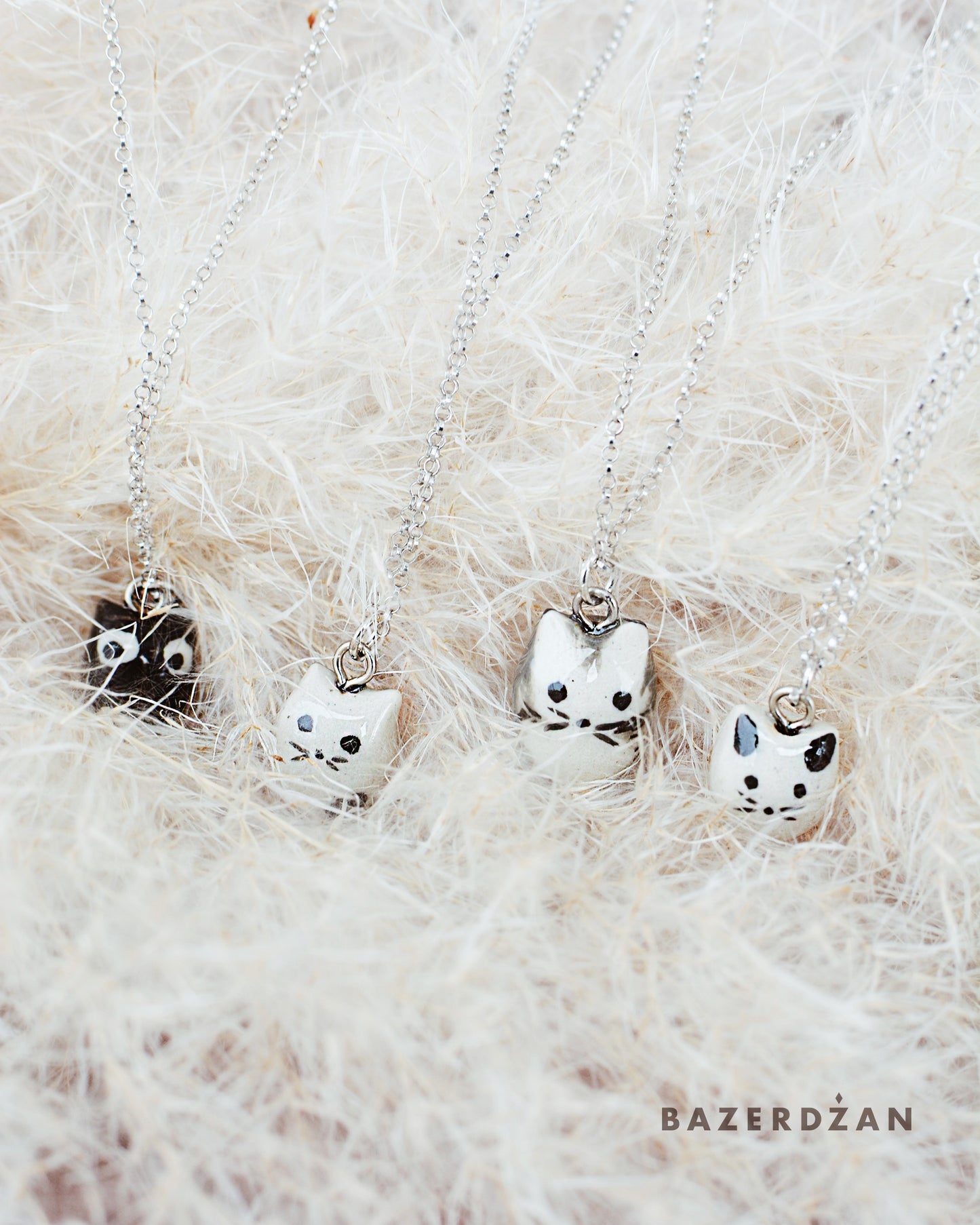 Handmade Ceramic Cat Necklace