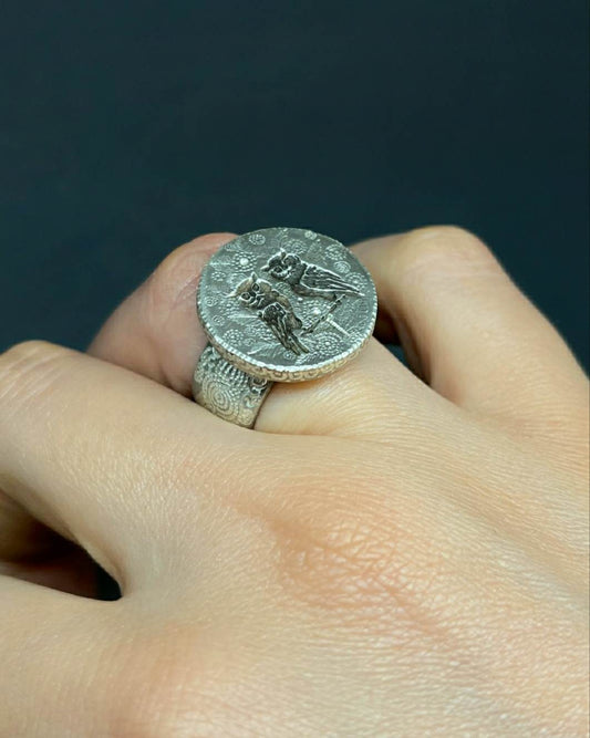 Owl Love Silver Ring by Elird