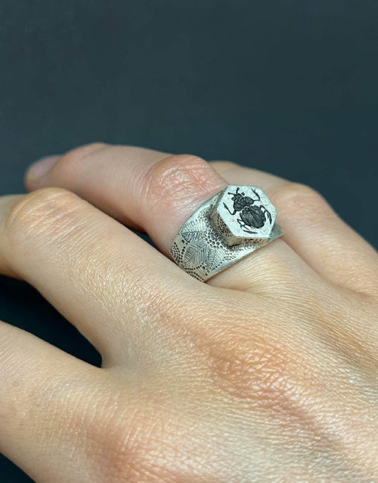 Scarab Silver Ring by Elird