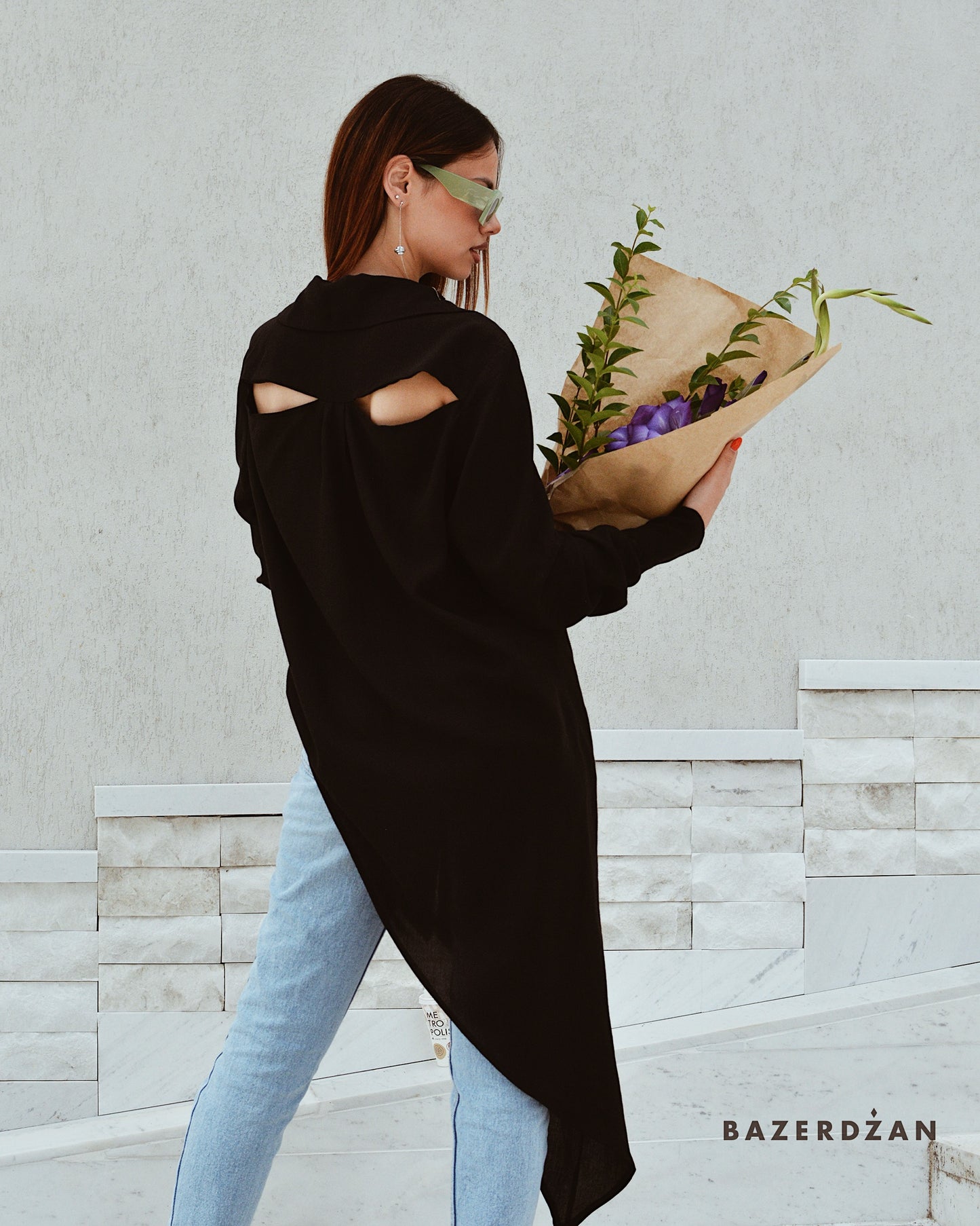 Asymmetric Blouse - Black