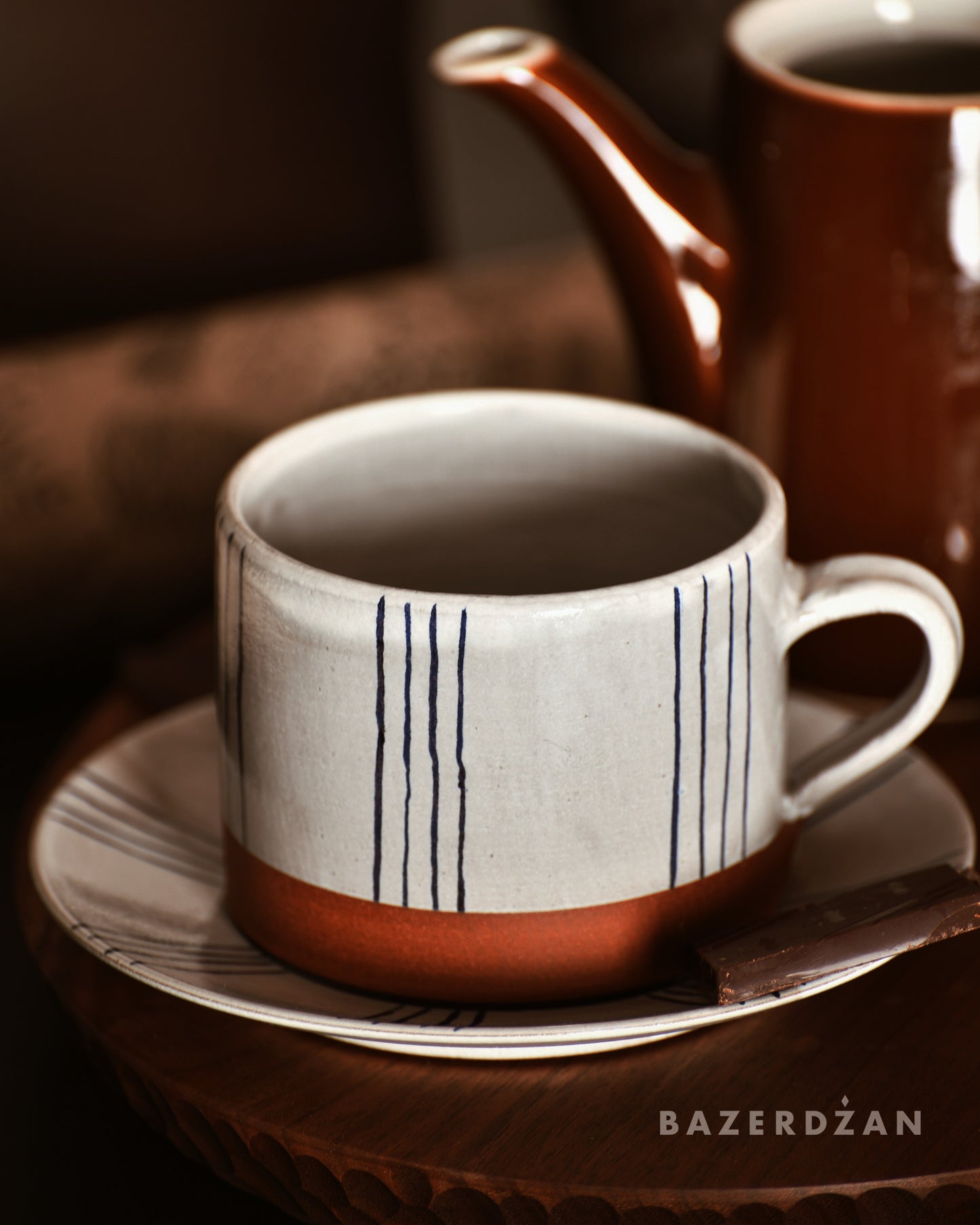 Handmade Ceramic Latte Cup and Saucer by Tekne
