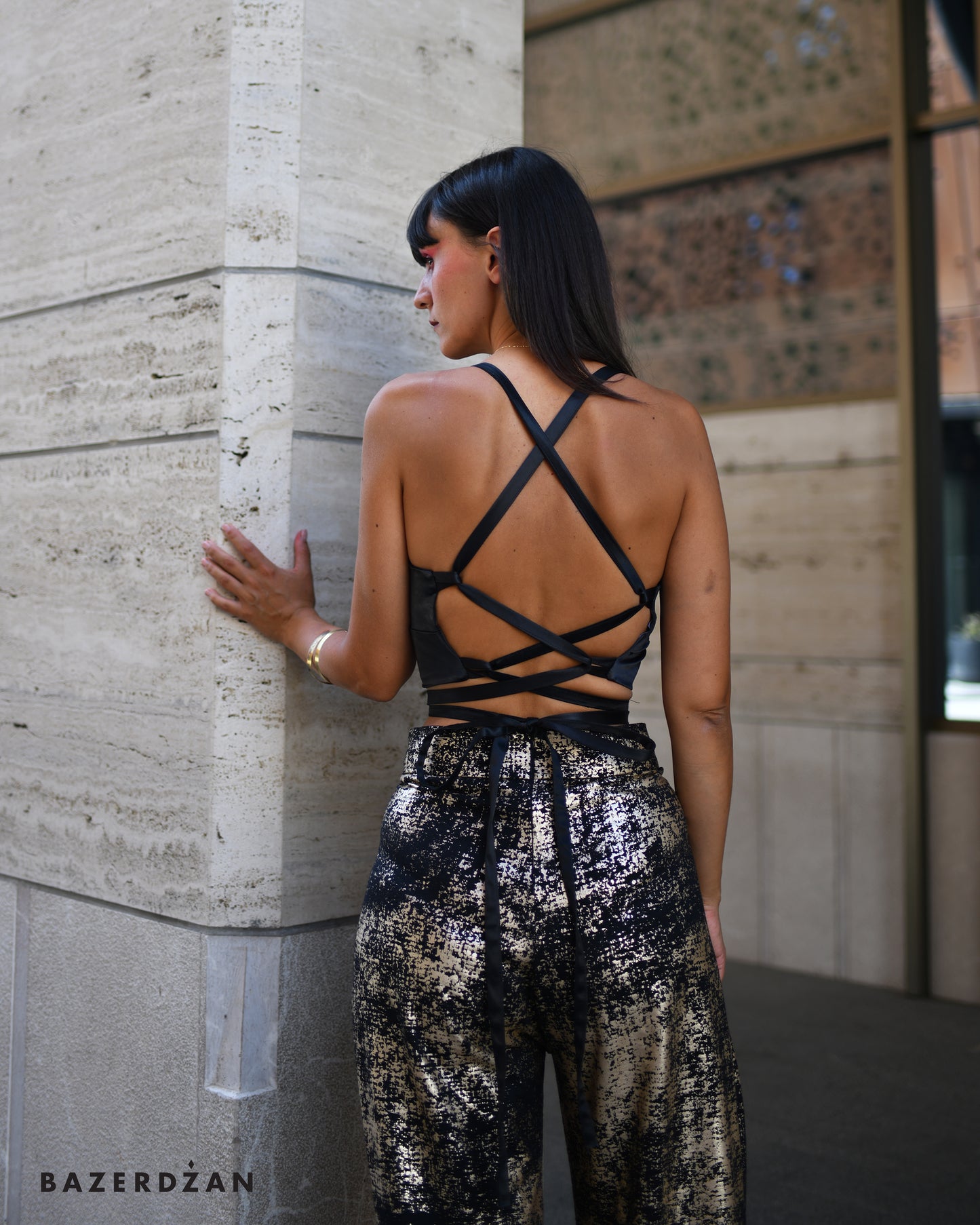 Black & Gold Pants by Bazerdzan Wear