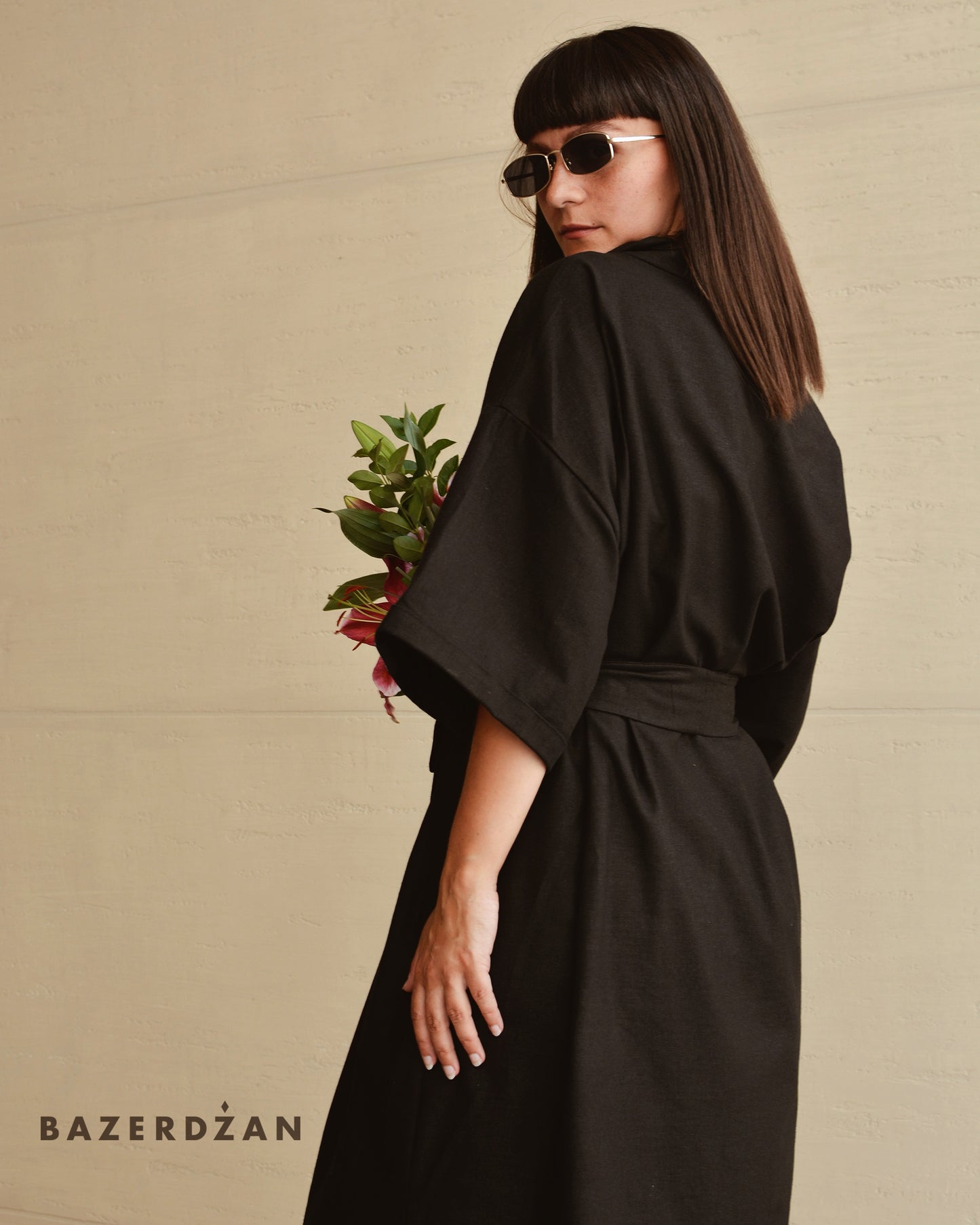 Linen Cardigan - Black by Bazerdzan Wear