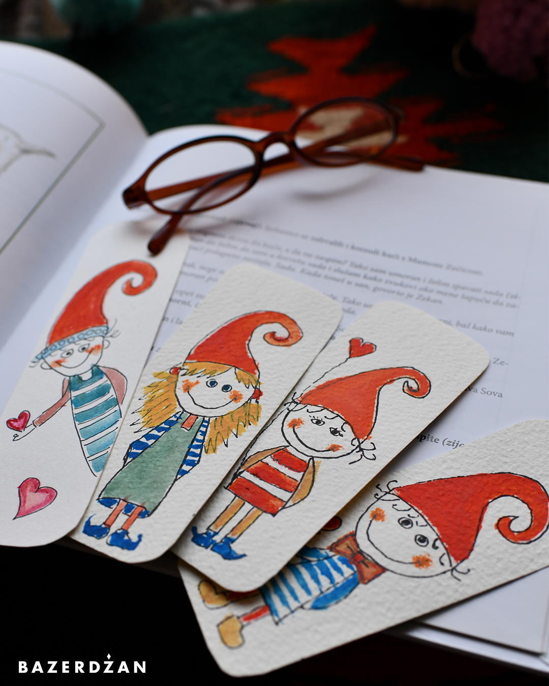 Hand-painted bookmarks for children