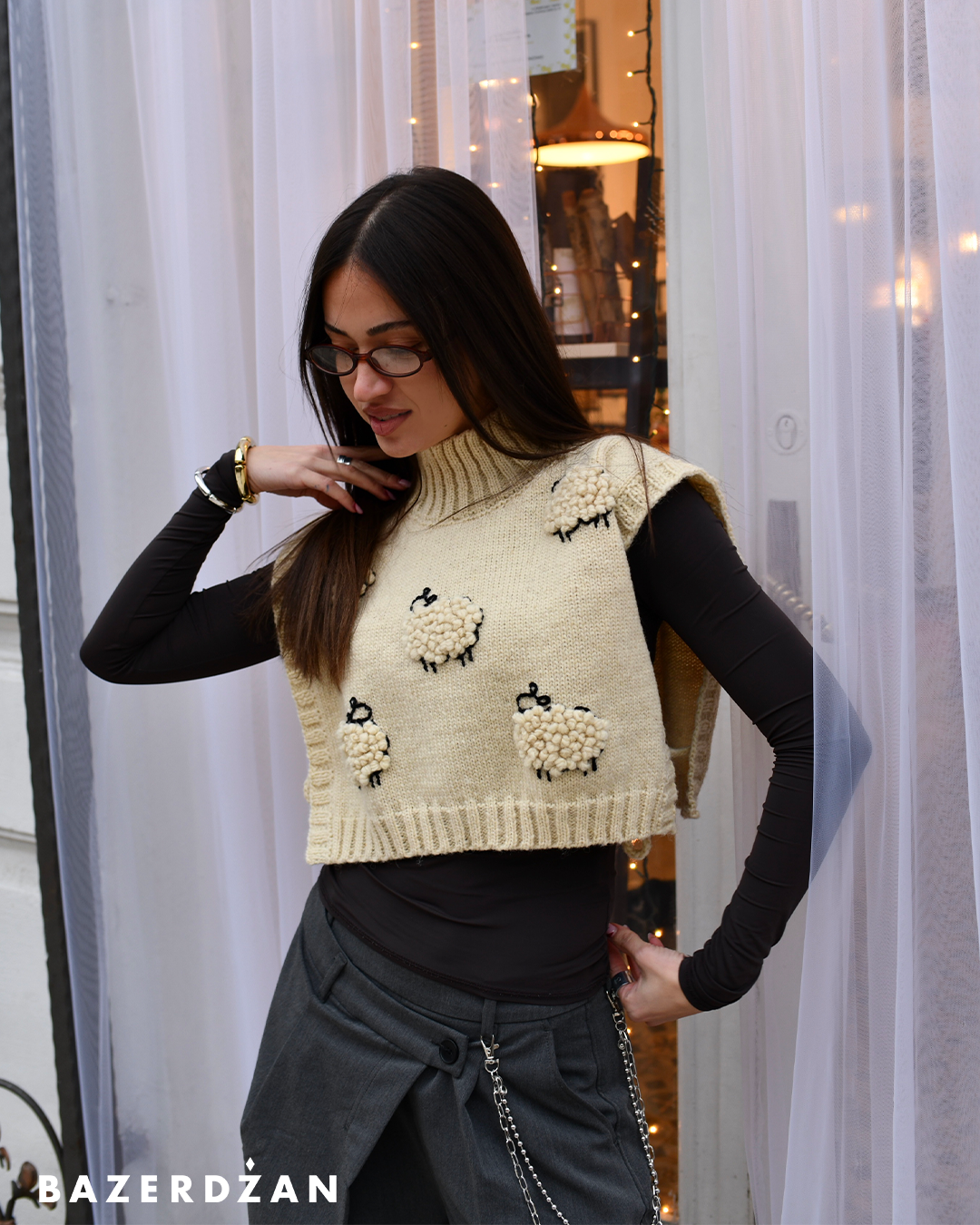 Woolen Sheep Cropped Vest
