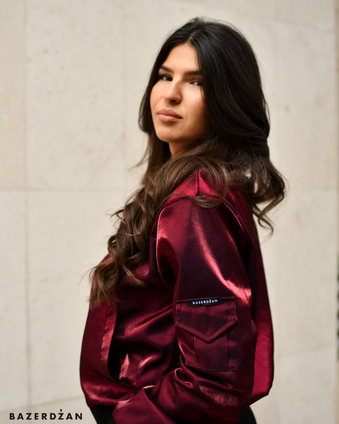 Burgundy bomber jacket