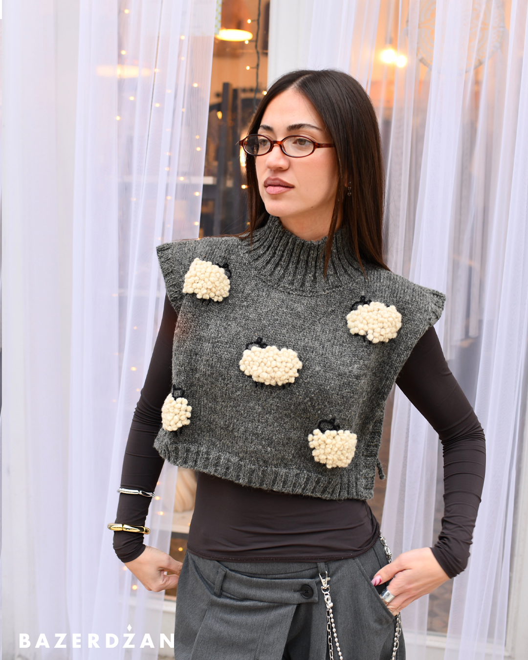 Woolen Sheep Cropped Vest