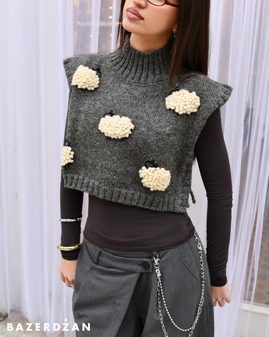 Woolen Sheep Cropped Vest