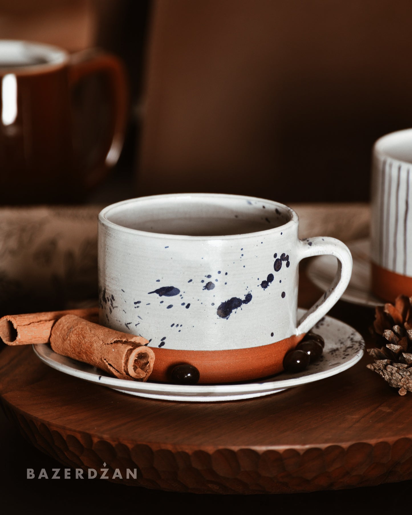 Handmade Ceramic Latte Cup and Saucer by Tekne