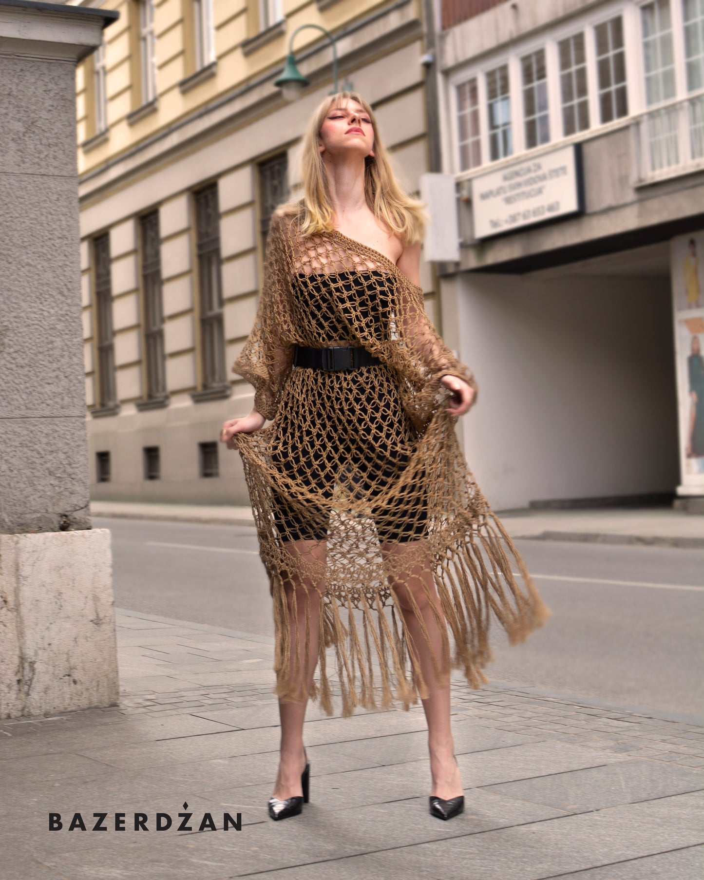 Knitted Linen Dress - Brown by Bazerdzan Wear