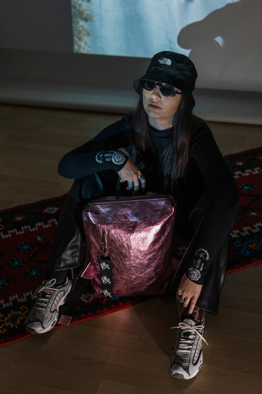 Leather Backpack One - Metallic Rose