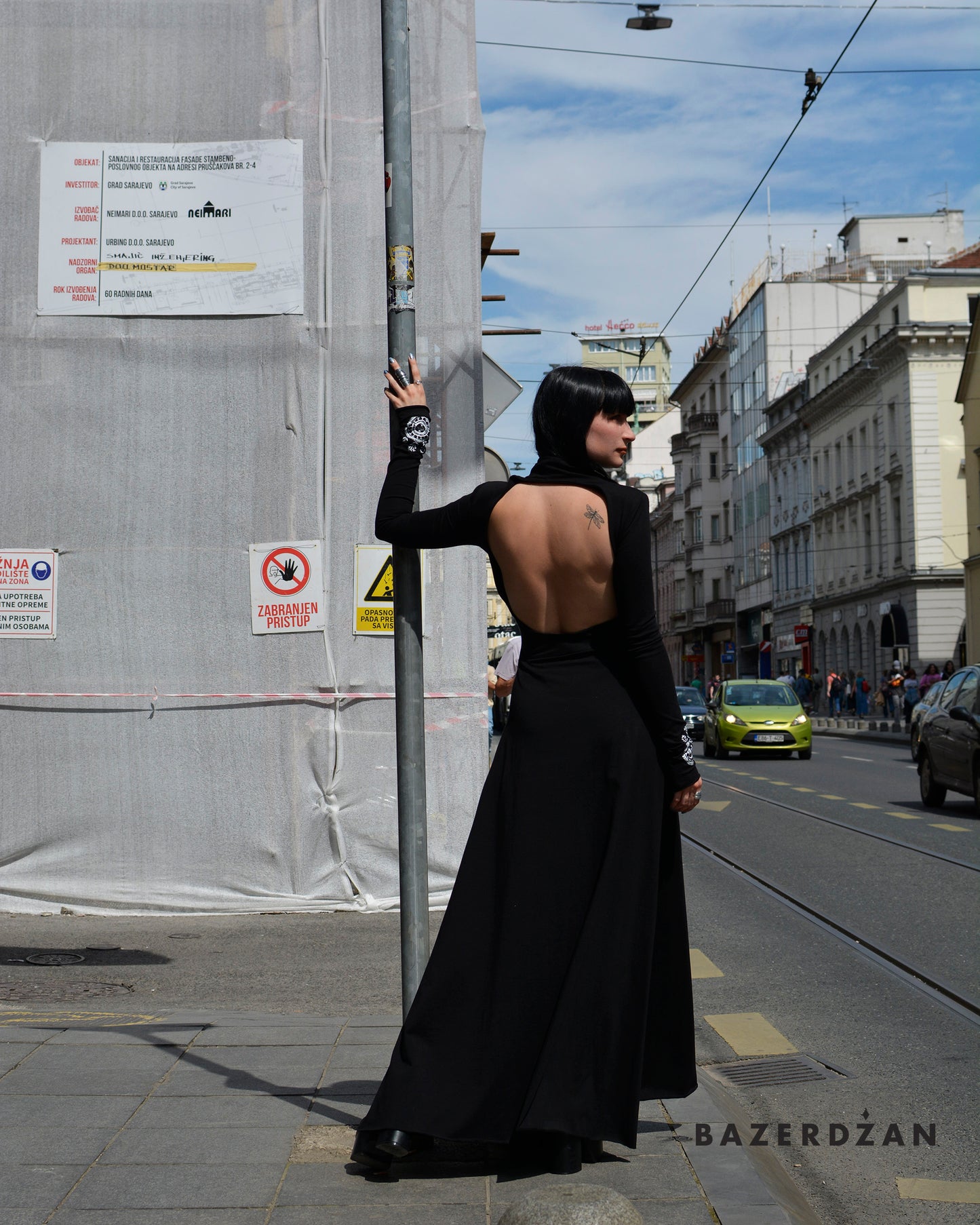 Open Back Dress With Traditional Bosnian Tattoos by Bazerdzan x Ina Čano