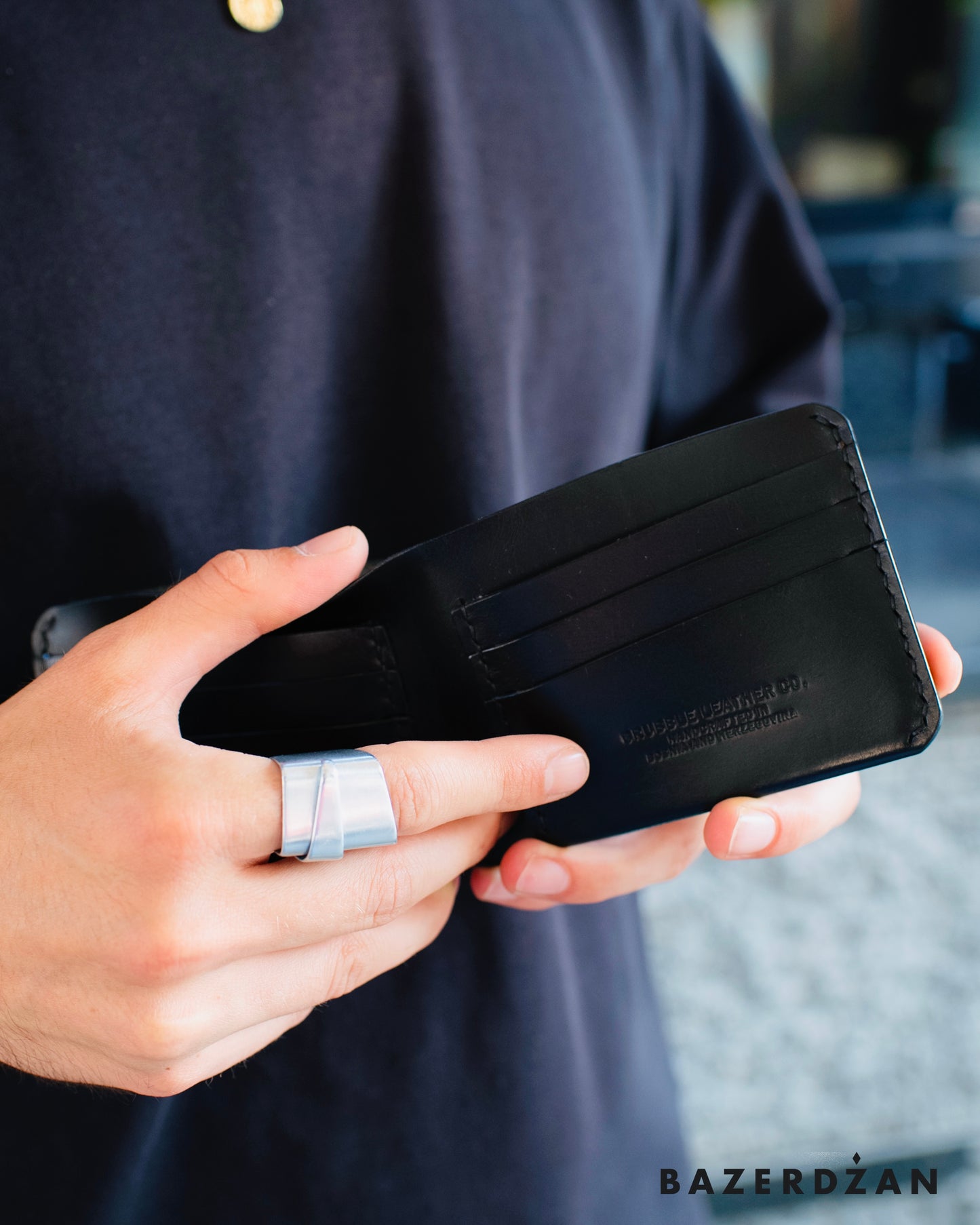 Handcrafted black leather wallet-by Grubble