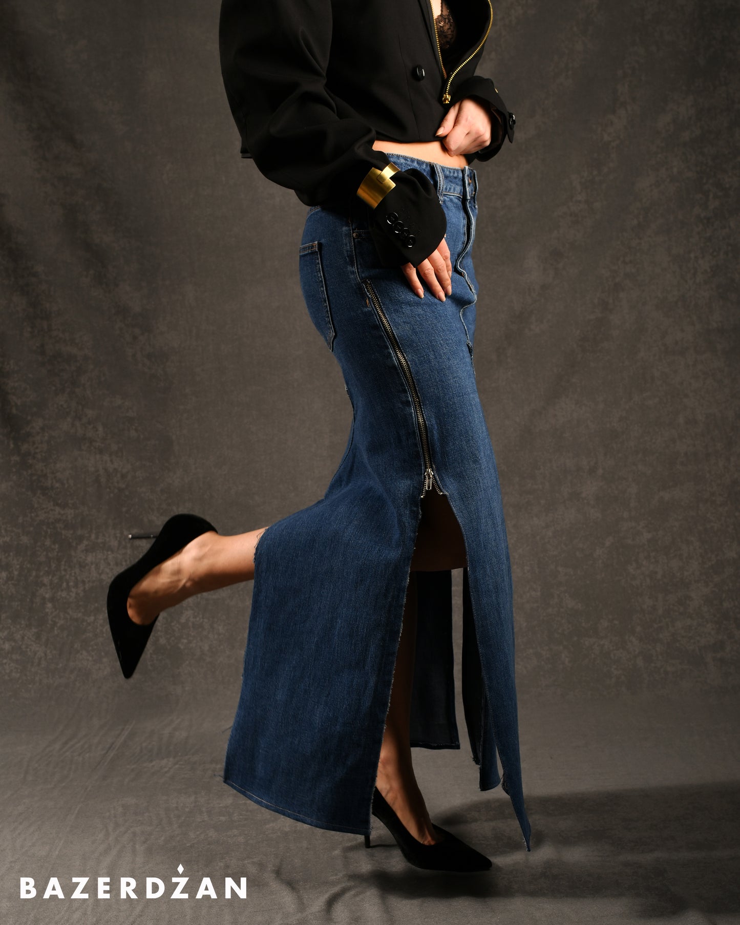 Thrift Flip Long Denim Skirt