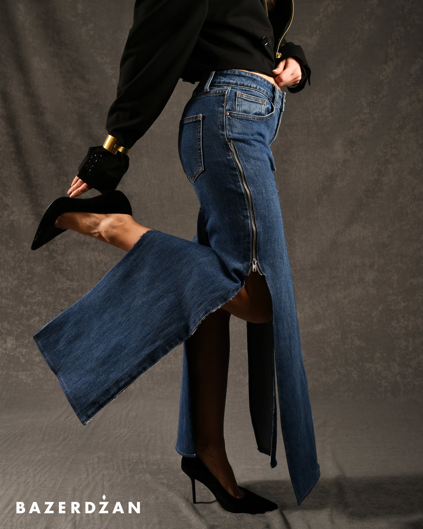 Thrift Flip Long Denim Skirt