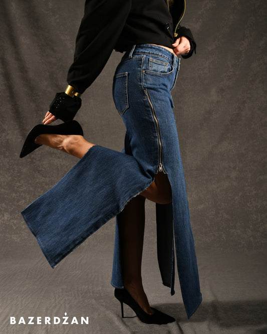 Thrift Flip Long Denim Skirt