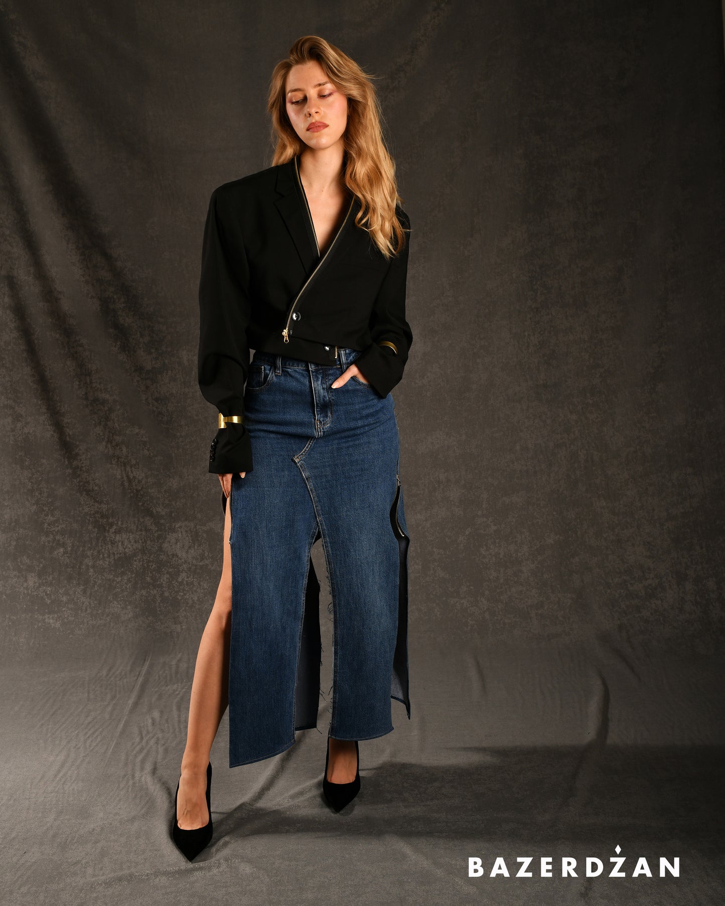Thrift Flip Long Denim Skirt