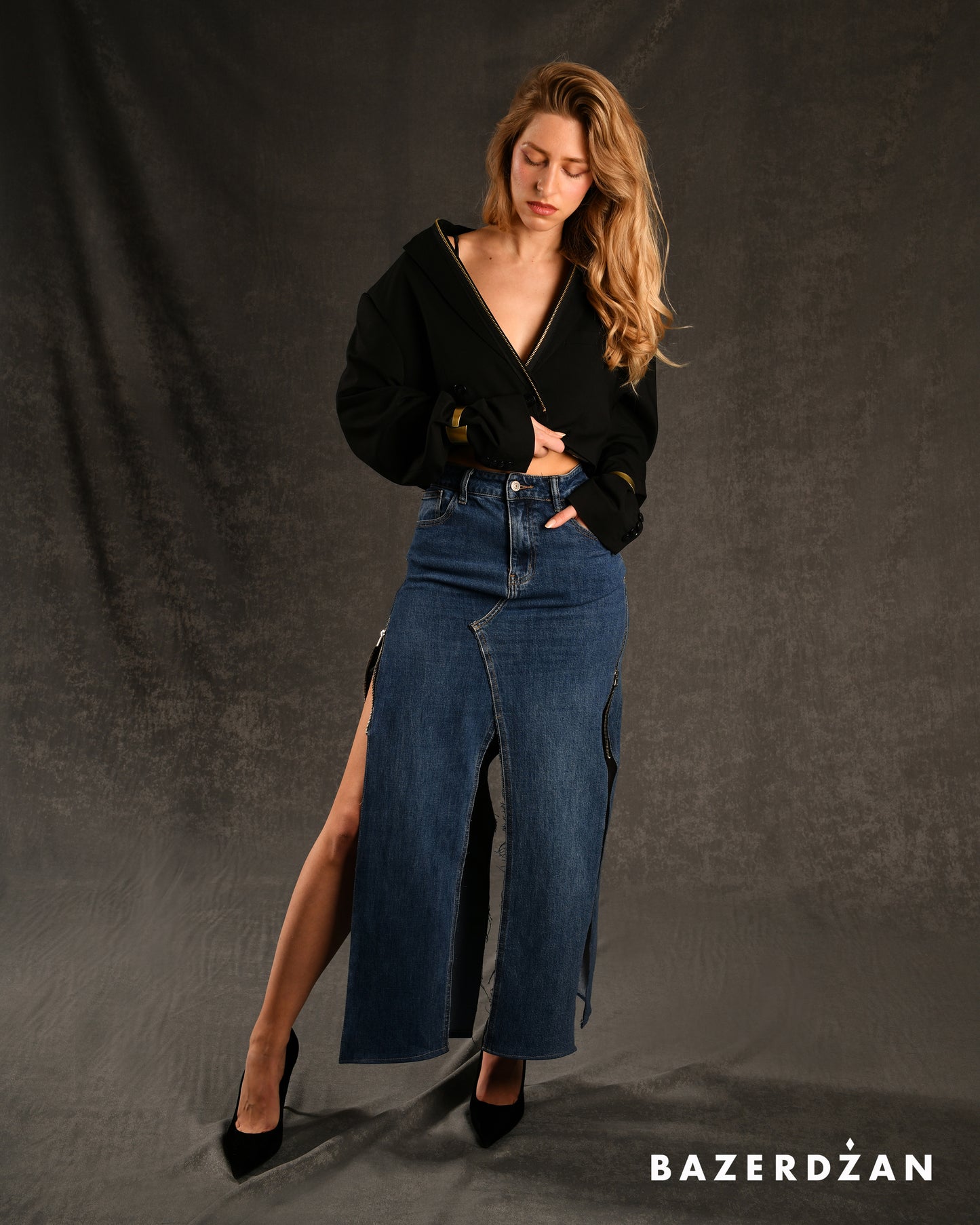 Thrift Flip Long Denim Skirt