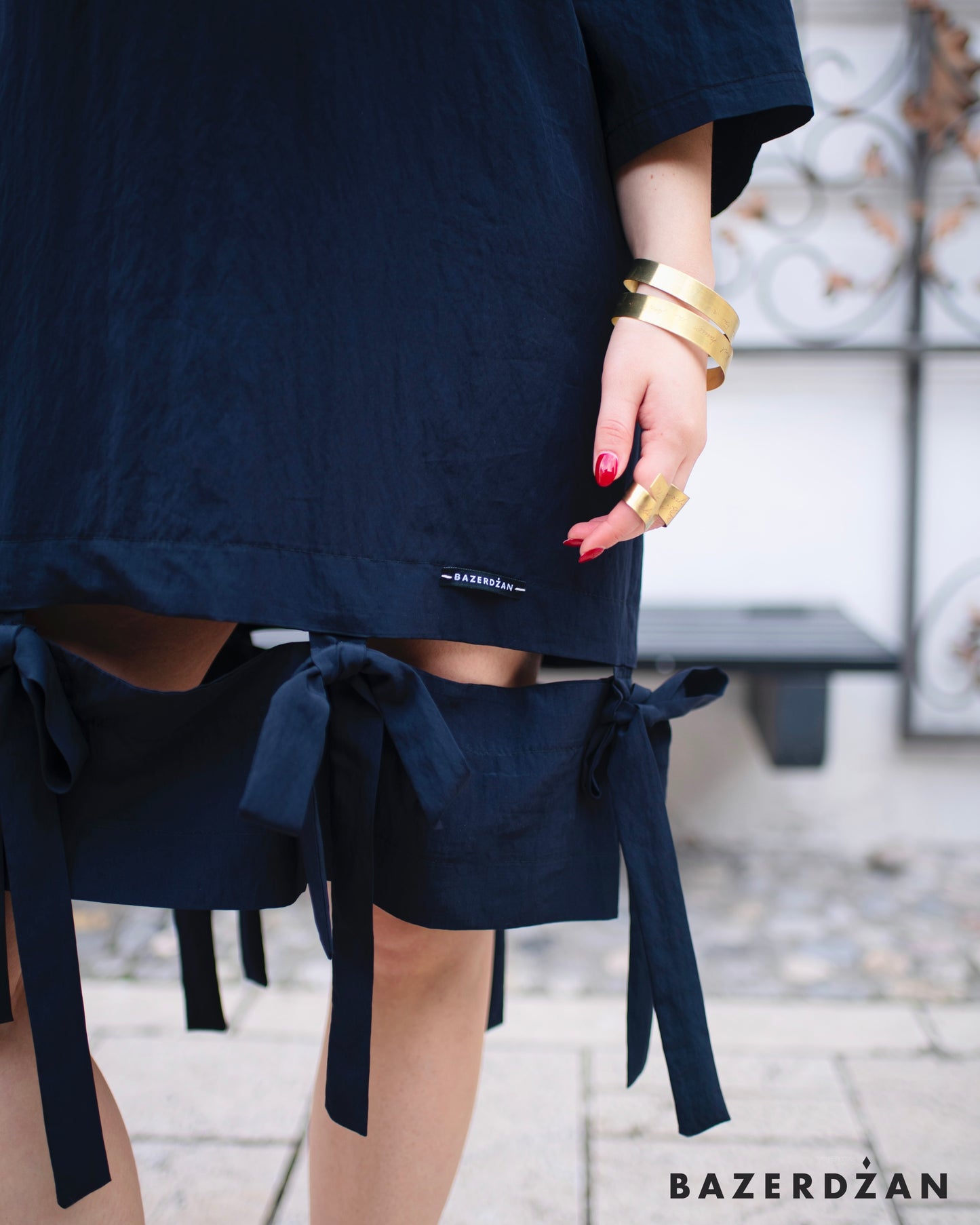 Bazerdžan Bow Dress in dark blue - Bazerdzan