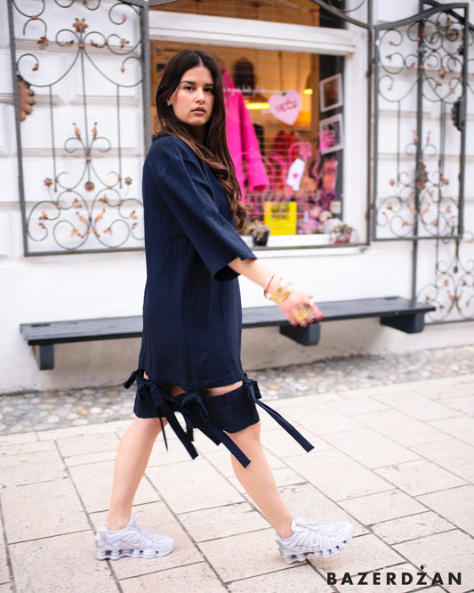 Bazerdžan Bow Dress in dark blue