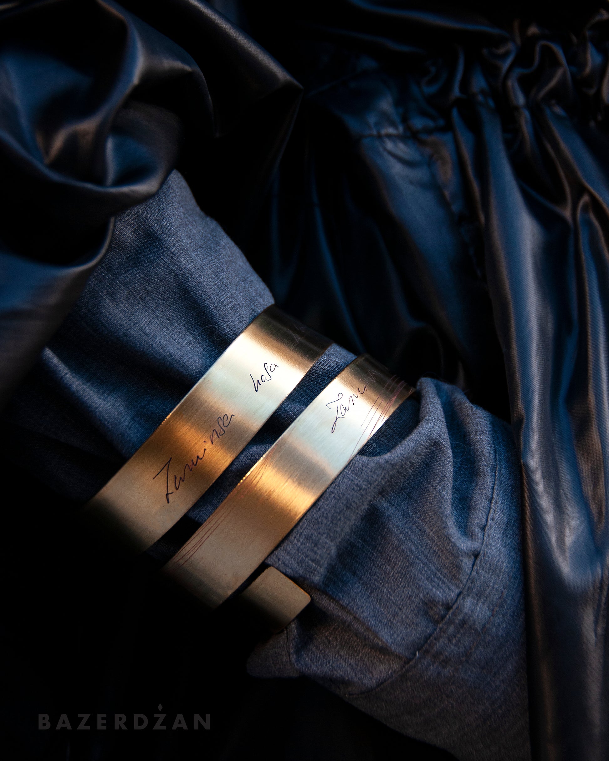 Zinc and Brass Bracelet With Engraved Sevdalinka by Werkstatt - Bazerdzan