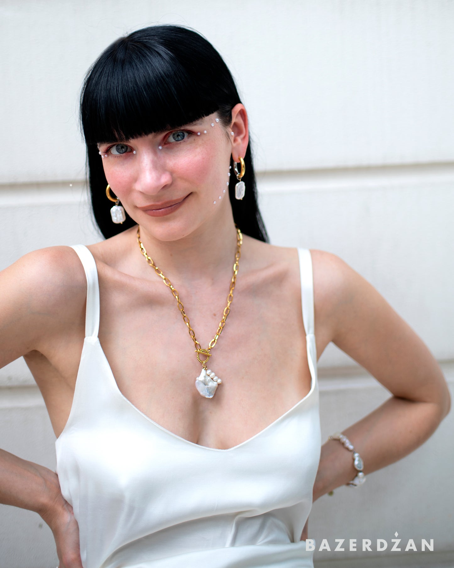 Chain & Pearl Necklace by Nayda Jewelry