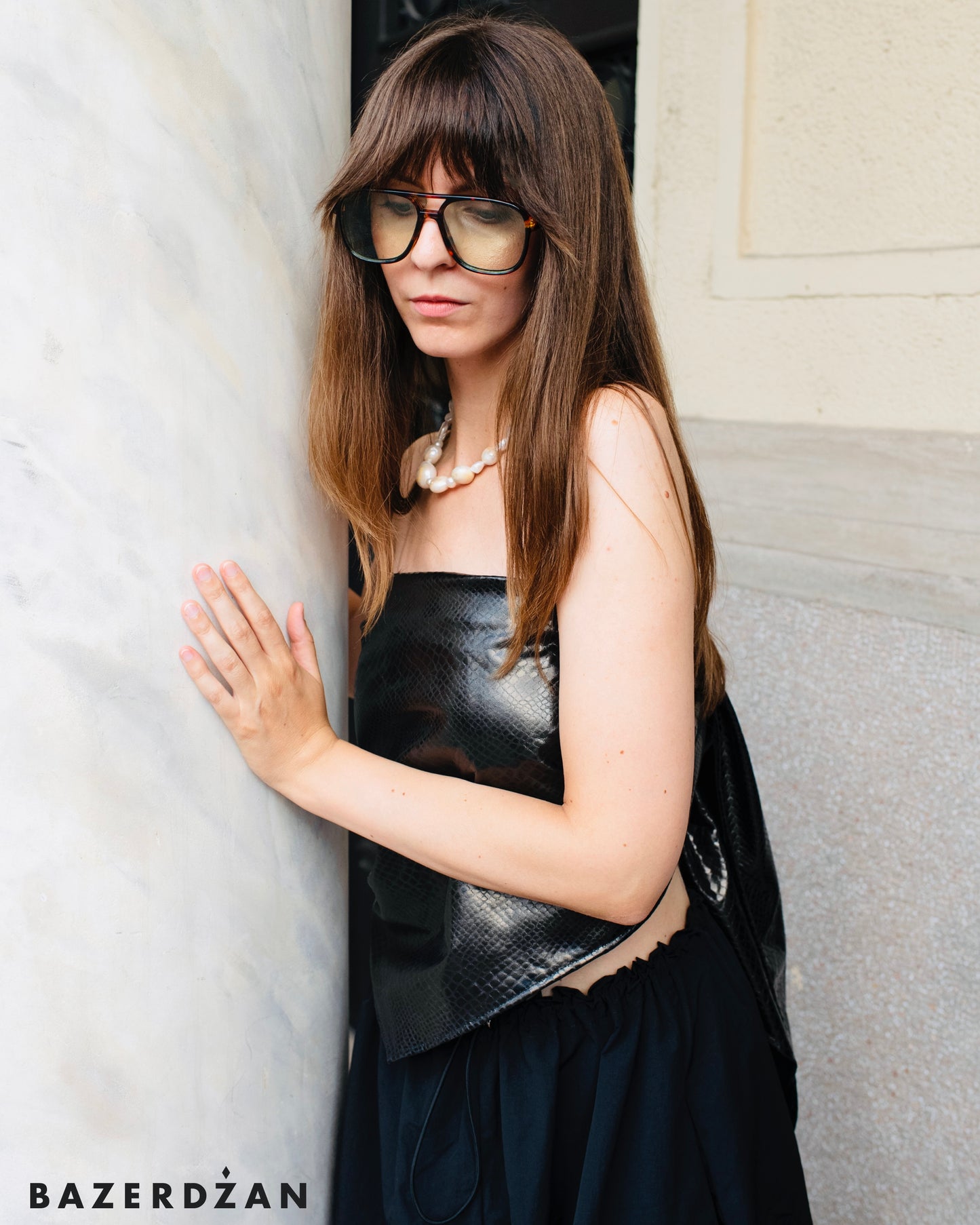 Snake Leather Multiway Wrap - Black - Bazerdzan