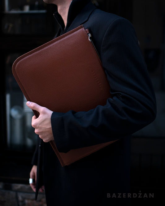 Brown Leather Laptop Case by Bazerdzan