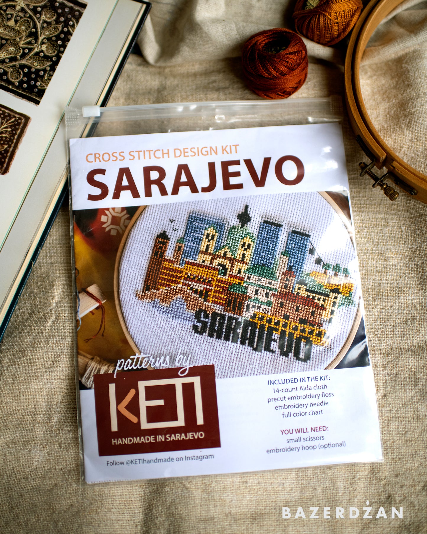 Cross Stitch Design Kit - Sarajevo, by Keti handmade