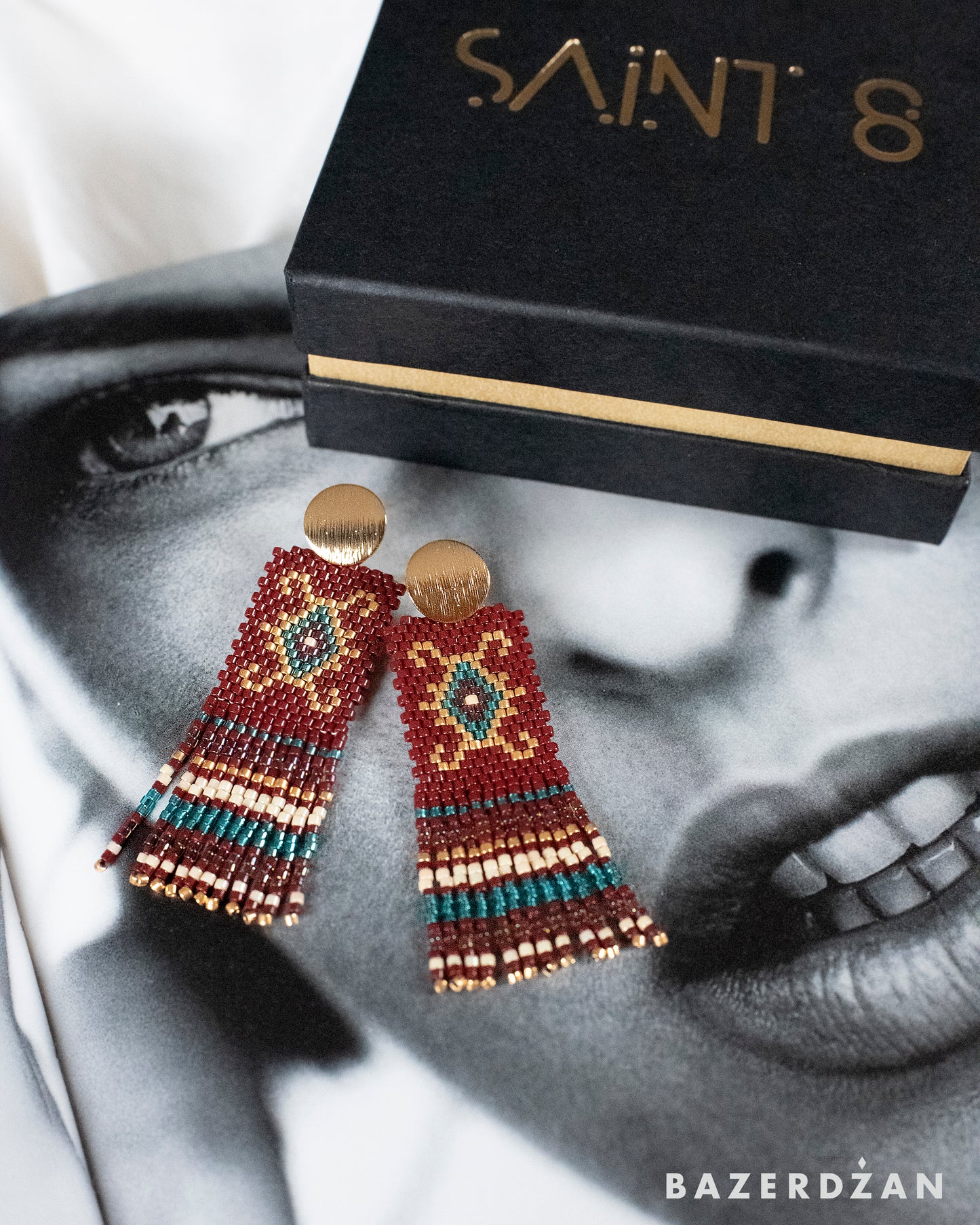 Bosnian kilim earrings with tassels