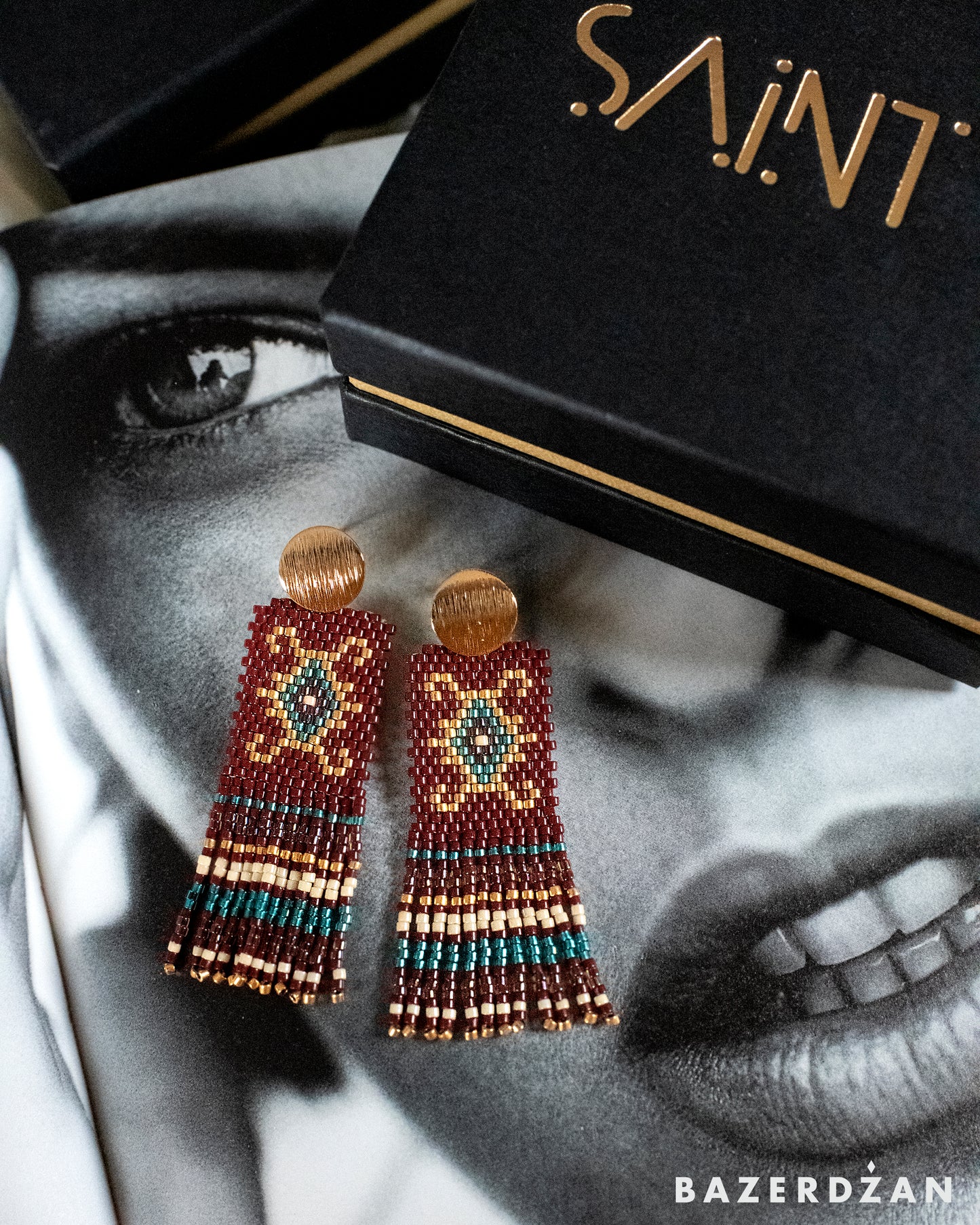 Bosnian kilim earrings with tassels