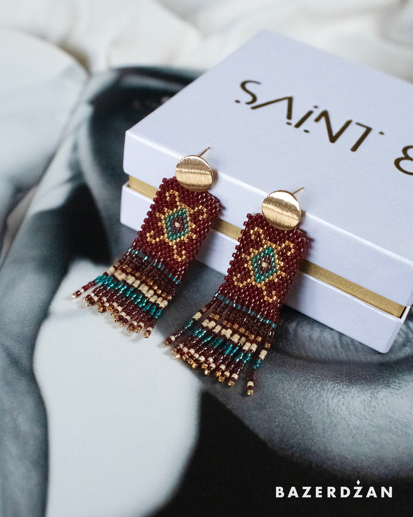 Bosnian kilim earrings with tassels