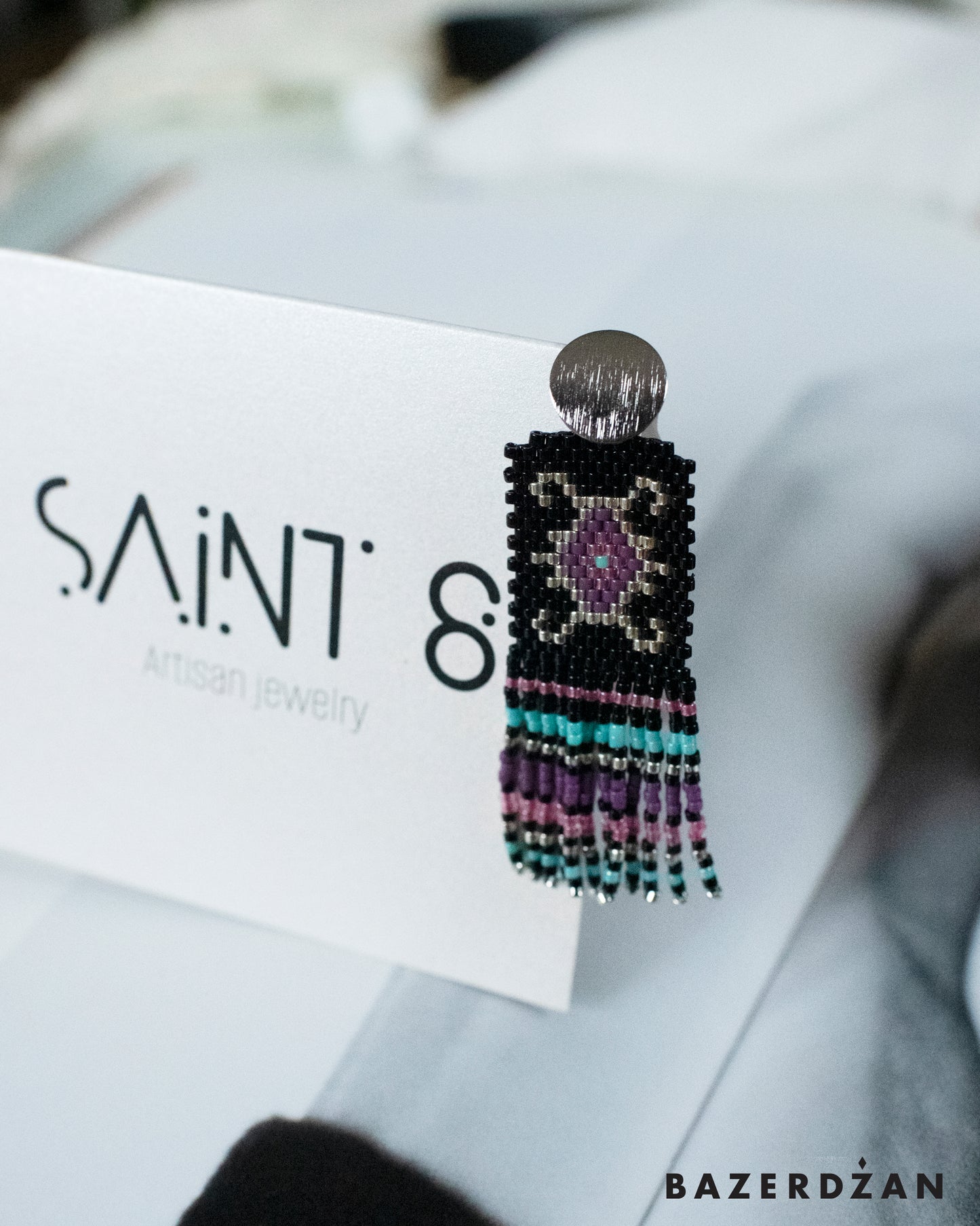 Bosnian kilim earrings with tassels