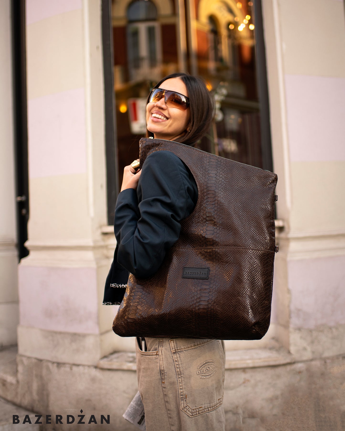 Leather Baklava Bag by Bazerdzan