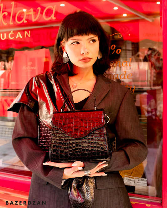 Grandmas Bag - Black Croco