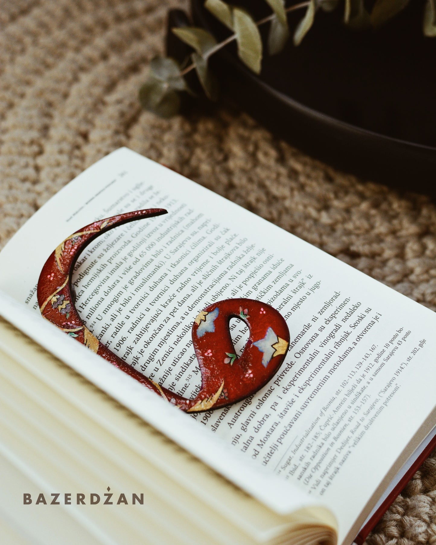 Wooden Hand Painted Bookmark/Magnet Inspired by Arabic Script by Selma Pandžić
