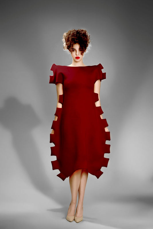 Burgundy dress by Ljiljana Majkić - Bazerdzan