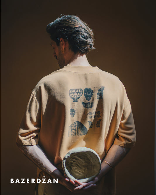 Shirt "Butmir One" with printed motif by Kemil Bekteši x Bazerdžan - camel