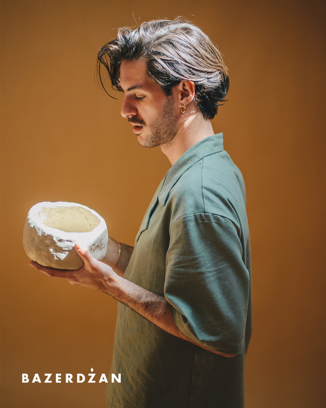 Linen Shirt "Butmir One" by Kemil Bekteši x Bazerdžan - green earth