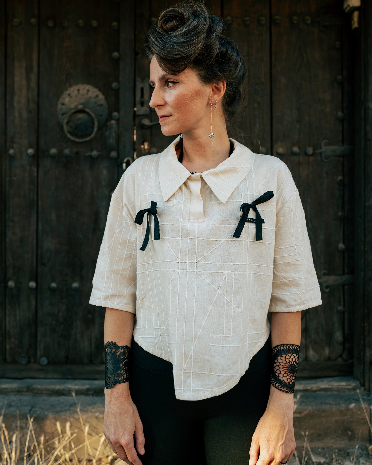 V Blouse, Beige